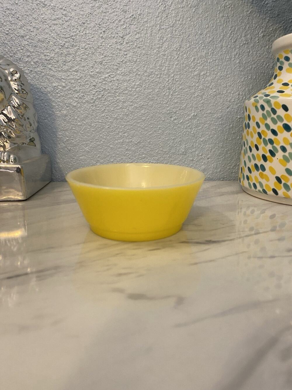 Vintage Fire-King Lemon Yellow Cereal Bowl 5" Anchor Hocking Milk Glass USA MCM